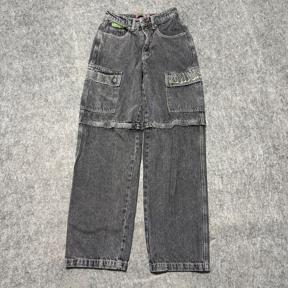 Empyre Cargo Skate Jeans Convertible Zip Off Shorts Baggy Black Denim Loose Fit
